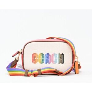 COACH JAMIE Mini Camera Bag w Rainbow Coach Pebbled Leather Crossbody C9939 NWT